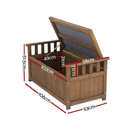 Gardeon Outdoor Storage Bench Box Wooden Garden Toy Tool Sheds Patio Furniture Brown Furniture Kings Warehouse 