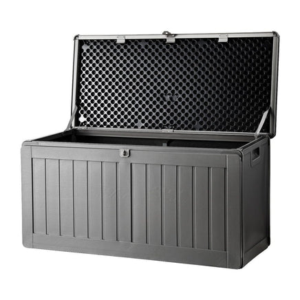 Gardeon Outdoor Storage Box 190L Container Lockable Garden Bench Tool Shed Black Furniture Kings Warehouse 
