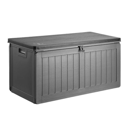 Gardeon Outdoor Storage Box 190L Container Lockable Garden Bench Tool Shed Black Furniture Kings Warehouse 