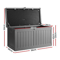 Gardeon Outdoor Storage Box 190L Container Lockable Garden Bench Tool Shed Black Furniture Kings Warehouse 