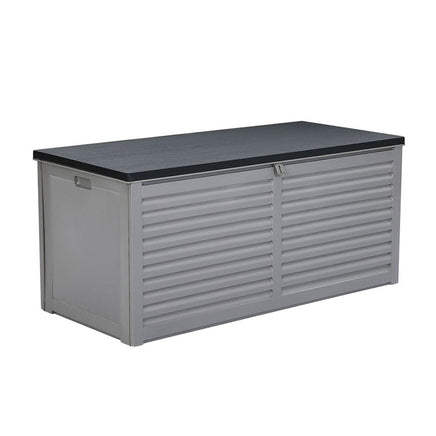 Gardeon Outdoor Storage Box 490L Container Lockable Garden Bench Tools Toy Shed Black Furniture Kings Warehouse 