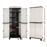 Gardeon Outdoor Storage Cabinet Box 173cm Lockable Cupboard Sheds Adjustable Rattan Beige Home & Garden Kings Warehouse 