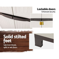 Gardeon Outdoor Storage Cabinet Box 173cm Lockable Cupboard Sheds Adjustable Rattan Beige Home & Garden Kings Warehouse 