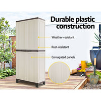 Gardeon Outdoor Storage Cabinet Box 173cm Lockable Cupboard Sheds Garage Adjustable Beige Home & Garden Kings Warehouse 