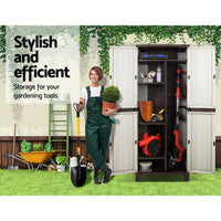 Gardeon Outdoor Storage Cabinet Box 173cm Lockable Cupboard Sheds Garage Adjustable Beige Home & Garden Kings Warehouse 