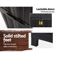 Gardeon Outdoor Storage Cabinet Box 173cm Lockable Cupboard Sheds Garage Adjustable Black Home & Garden Kings Warehouse 