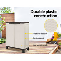 Gardeon Outdoor Storage Cabinet Box 92cm Lockable Cupboard Sheds Adjustable Rattan Beige Home & Garden Kings Warehouse 