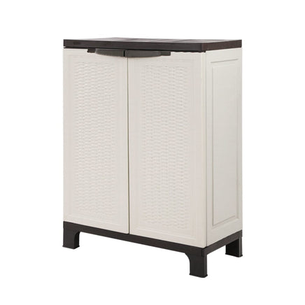 Gardeon Outdoor Storage Cabinet Box 92cm Lockable Cupboard Sheds Adjustable Rattan Beige Home & Garden Kings Warehouse 