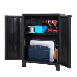 Gardeon Outdoor Storage Cabinet Box 92cm Lockable Cupboard Sheds Garage Adjustable Black Home & Garden Kings Warehouse 