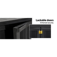 Gardeon Outdoor Storage Cabinet Box 92cm Lockable Cupboard Sheds Garage Adjustable Black Home & Garden Kings Warehouse 
