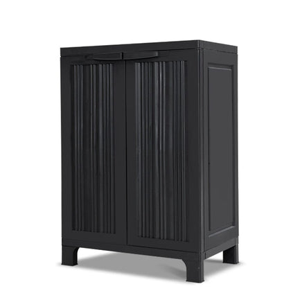 Gardeon Outdoor Storage Cabinet Box 92cm Lockable Cupboard Sheds Garage Adjustable Black Home & Garden Kings Warehouse 
