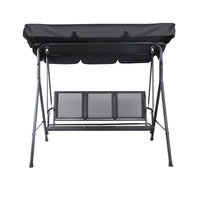 Gardeon Outdoor Swing Chair Garden Bench Furniture Canopy 3 Seater Mesh Black Furniture Kings Warehouse 
