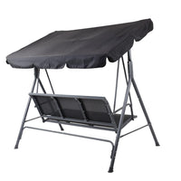 Gardeon Outdoor Swing Chair Garden Bench Furniture Canopy 3 Seater Mesh Black Furniture Kings Warehouse 