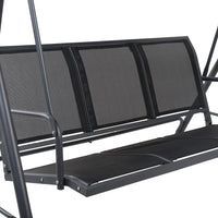 Gardeon Outdoor Swing Chair Garden Bench Furniture Canopy 3 Seater Mesh Black Furniture Kings Warehouse 