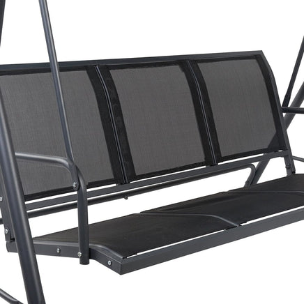 Gardeon Outdoor Swing Chair Garden Bench Furniture Canopy 3 Seater Mesh Black Furniture Kings Warehouse 