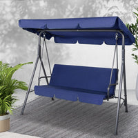 Gardeon Outdoor Swing Chair Garden Bench Furniture Canopy 3 Seater Navy Furniture Kings Warehouse 