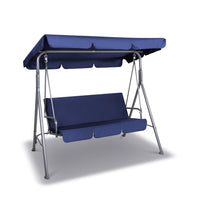 Gardeon Outdoor Swing Chair Garden Bench Furniture Canopy 3 Seater Navy Furniture Kings Warehouse 
