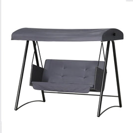 Gardeon Outdoor Swing Chair Garden Bench Furniture Canopy 3 Seater Rattan Grey Furniture Kings Warehouse 