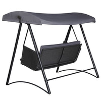 Gardeon Outdoor Swing Chair Garden Bench Furniture Canopy 3 Seater Rattan Grey Furniture Kings Warehouse 