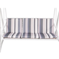 Gardeon Outdoor Swing Chair Garden Bench Furniture Canopy 3 Seater White Grey Furniture Kings Warehouse 