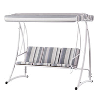 Gardeon Outdoor Swing Chair Garden Bench Furniture Canopy 3 Seater White Grey Furniture Kings Warehouse 