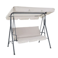 Gardeon Outdoor Swing Chair Garden Chair Bench Furniture Canopy 3 Seater Beige Furniture Kings Warehouse 
