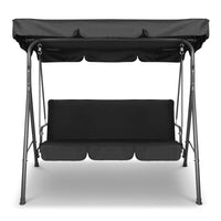 Gardeon Outdoor Swing Chair Garden Chair Bench Furniture Canopy 3 Seater Black Furniture Kings Warehouse 