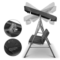 Gardeon Outdoor Swing Chair Garden Chair Bench Furniture Canopy 3 Seater Black Furniture Kings Warehouse 