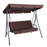Gardeon Outdoor Swing Chair Garden Chair Bench Furniture Canopy 3 Seater Brown Furniture Kings Warehouse 
