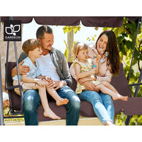 Gardeon Outdoor Swing Chair Garden Chair Bench Furniture Canopy 3 Seater Brown Furniture Kings Warehouse 