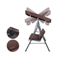 Gardeon Outdoor Swing Chair Garden Chair Bench Furniture Canopy 3 Seater Brown Furniture Kings Warehouse 