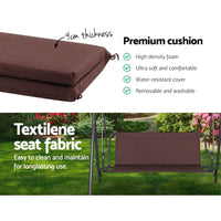 Gardeon Outdoor Swing Chair Garden Chair Bench Furniture Canopy 3 Seater Brown Furniture Kings Warehouse 