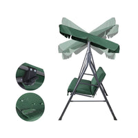 Gardeon Outdoor Swing Chair Garden Chair Bench Furniture Canopy 3 Seater Green Furniture Kings Warehouse 