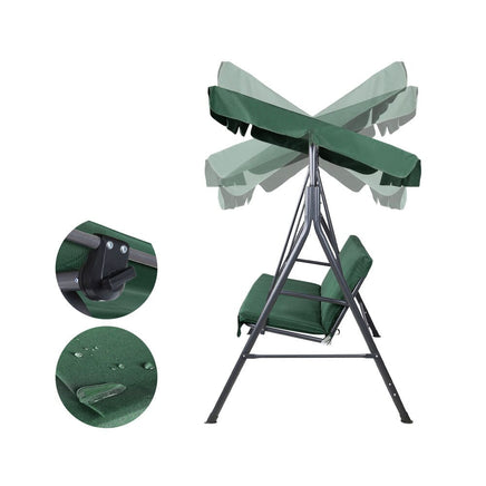 Gardeon Outdoor Swing Chair Garden Chair Bench Furniture Canopy 3 Seater Green Furniture Kings Warehouse 