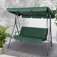 Gardeon Outdoor Swing Chair Garden Chair Bench Furniture Canopy 3 Seater Green Furniture Kings Warehouse 