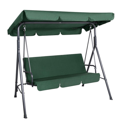 Gardeon Outdoor Swing Chair Garden Chair Bench Furniture Canopy 3 Seater Green Furniture Kings Warehouse 