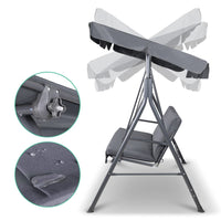 Gardeon Outdoor Swing Chair Garden Chair Bench Furniture Canopy 3 Seater Grey Furniture Kings Warehouse 