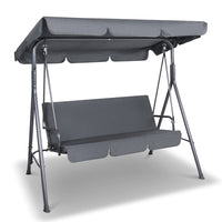Gardeon Outdoor Swing Chair Garden Chair Bench Furniture Canopy 3 Seater Grey Furniture Kings Warehouse 