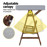 Gardeon Outdoor Wooden Swing Chair Garden Bench Canopy Cushion 2 Seater Charcoal Furniture Kings Warehouse 