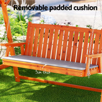 Gardeon Outdoor Wooden Swing Chair Garden Bench Canopy Cushion 3 Seater Teak Furniture Kings Warehouse 