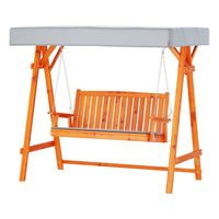 Gardeon Outdoor Wooden Swing Chair Garden Bench Canopy Cushion 3 Seater Teak Furniture Kings Warehouse 