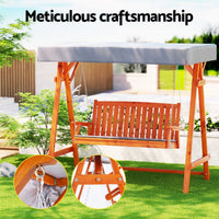 Gardeon Outdoor Wooden Swing Chair Garden Bench Canopy Cushion 3 Seater Teak Furniture Kings Warehouse 