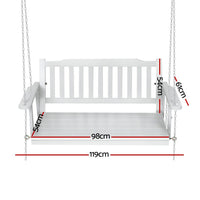 Gardeon Porch Swing Chair with Chain Garden Chair Outdoor Furniture Wooden White Furniture Kings Warehouse 