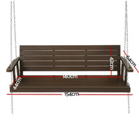 Gardeon Porch Swing Chair with Chain Outdoor Furniture 3 Seater Bench Wooden Brown Furniture Kings Warehouse 