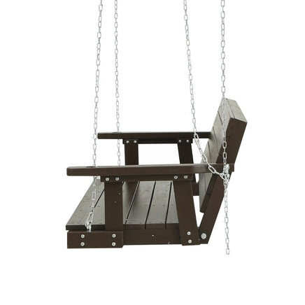 Gardeon Porch Swing Chair with Chain Outdoor Furniture 3 Seater Bench Wooden Brown Furniture Kings Warehouse 