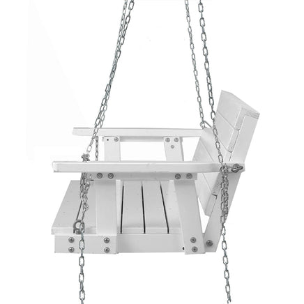 Gardeon Porch Swing Chair with Chain Outdoor Furniture 3 Seater Bench Wooden White Furniture Kings Warehouse 