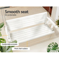 Gardeon Porch Swing Chair with Chain Outdoor Furniture 3 Seater Bench Wooden White Furniture Kings Warehouse 