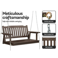 Gardeon Porch Swing Chair With Chain Outdoor Furniture Wooden Bench 2 Seat Brown Furniture Kings Warehouse 