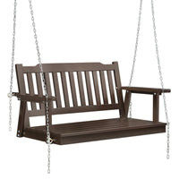 Gardeon Porch Swing Chair With Chain Outdoor Furniture Wooden Bench 2 Seat Brown Furniture Kings Warehouse 