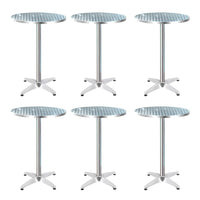 Gardeon Set of 6 Outdoor Bar Table Aluminium Round 70/110CM Furniture Kings Warehouse 